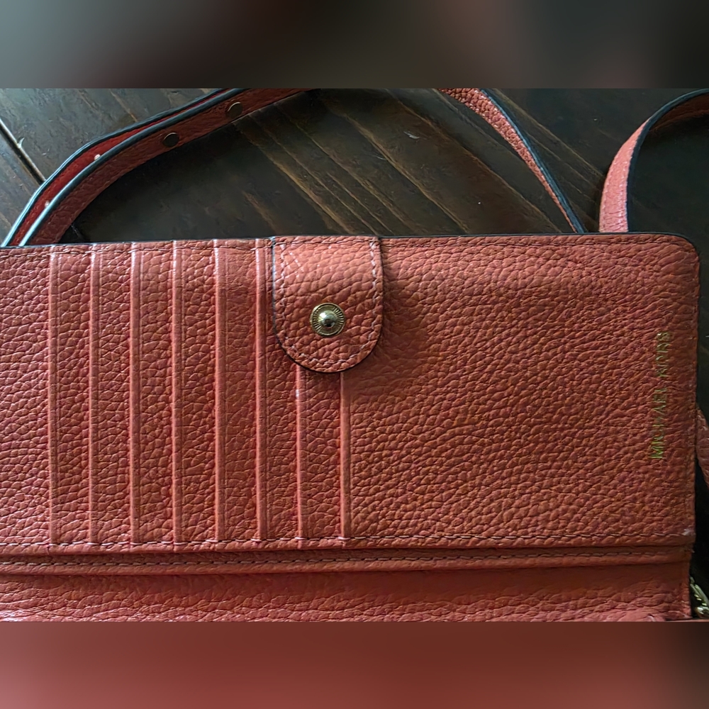 MICHAEL KORS Pebbled Leather Convertible Crossbody - Coral - Picture 8 of 12